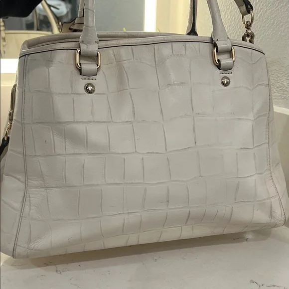 Coach Ivory Croc-Embossed Satchel - Picture 5 of 16